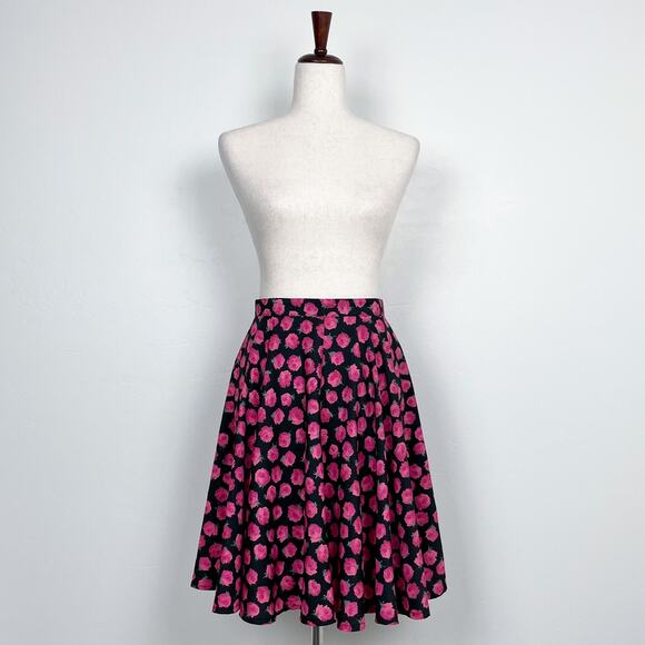 Vintage 90s Next Collection UK Rose Printed Floral Satin Circle Skirt - Picture 9 of 11